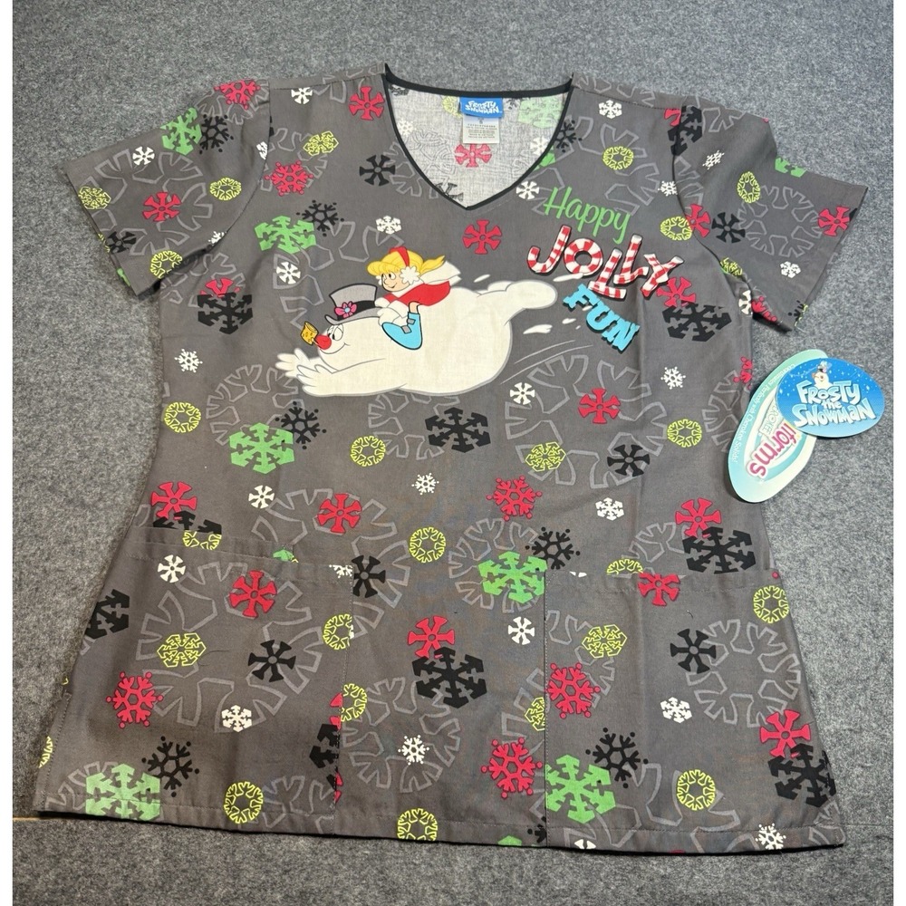 Cherokee Frosty the Snowman Scrub Top Size‎ S